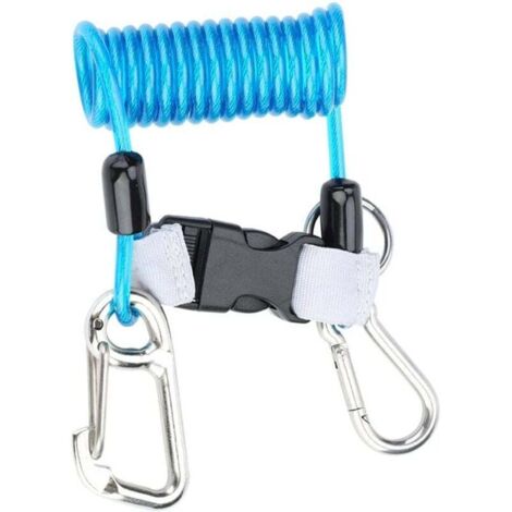 SABIR Longe à Spirale Anti-Perte, Plongée Requin Coil Cordon avec Boutons-Pression et Boucles à Dégagement Rapide(Bleu)