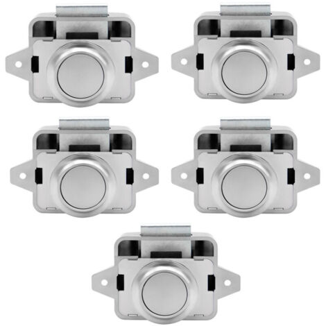 SABIR Loquet à bouton-pression – Starlight sans clé Verrou d'armoire Bouton de porte d'armoire pour camping-car RV Lot de 5 Argent