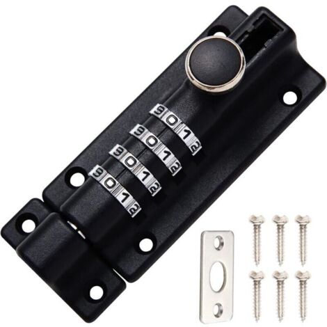 SABIR Loquet de Verrouillage à Combinaison à 4 Chiffres 120mm Verrou de Porte à Code avec Vis de Fixation Résistant aux Intempéries Pêne Coulissant Inviolable Portai Abri de Jardin Garage Clôture