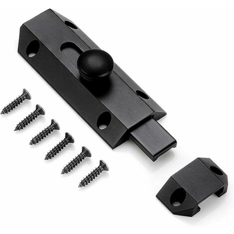 SABIR Loquet de verrouillage de sécurité avec targette en laiton épais pur, loquet de portail ultra résistant, noir 9332mm