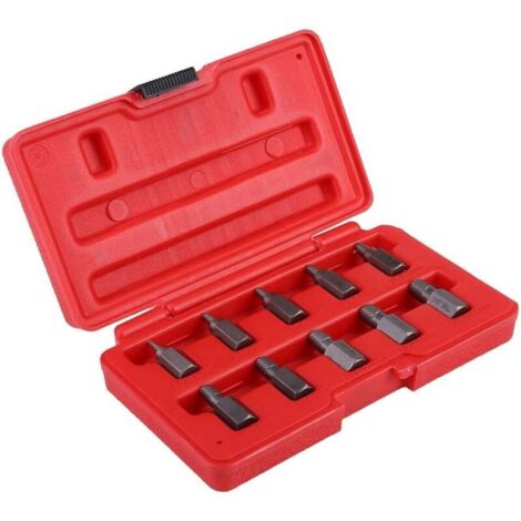 SABIR Lot de 10 extracteurs de vis à tête hexagonale multi-cannelures de 1/8" à 13/32" dans un étui en plastique pour retirer les boulons endommagés par la rouille