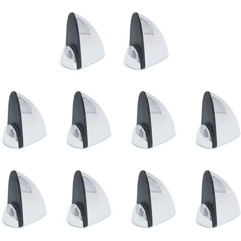 SABIR Lot de 10 pinces en verre pour étagère en bois/verre, support en bois en forme de bouche de poisson, serrage réglable de 3 à 16 mm d'épaisseur, finition en alliage de zinc chromé