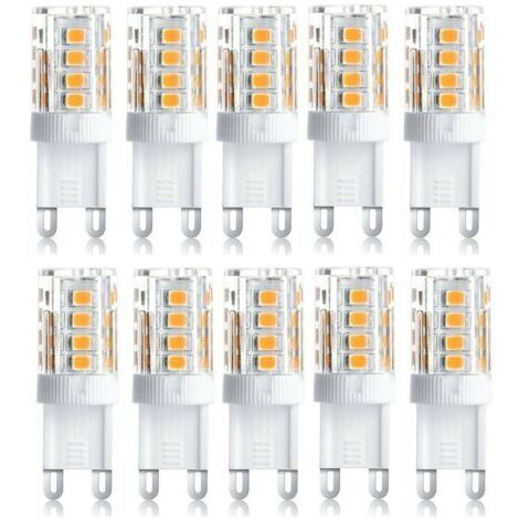 SABIR Lot de 10 Projecteur LED, lumière décorative LED, ampoule LED G9, 5 W blanc chaud blanc froid, ampoules LED à économie d'énergie, ampoule halogène de rechange, AC 230 V non dimmable