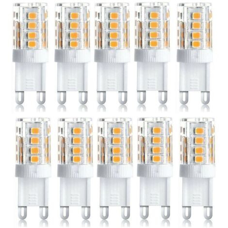 SABIR Lot de 10 Projecteur LED, lumière décorative LED, ampoule LED G9, 5 W blanc chaud blanc froid, ampoules LED à économie d'énergie, ampoule halogène de rechange, AC 230 V non dimmable