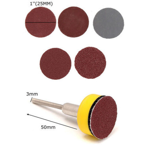 SABIR Lot de 100 Disques Abrasifs de Ponçage Ronds 25mm, Papier Verre Auto-adhésif de Grain 100 180 240 1500 3000 Papier Abrasif avec Pad Plateau de Support pour Meulage Polissage