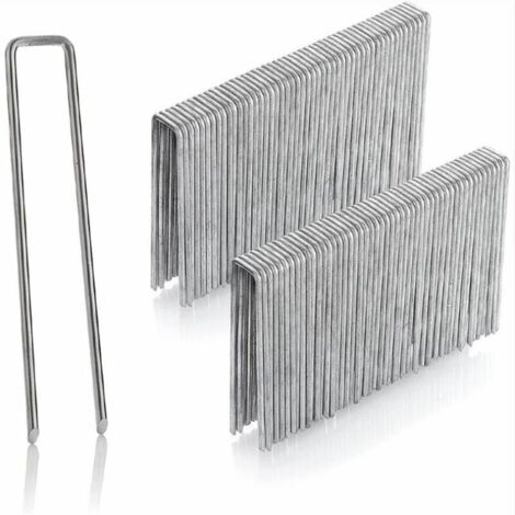 SABIR Lot de 100 Piquets de Fixation en Acier Galvanisé pour Sols Très Durs - Sardines pour Grillage - Long 200 mm, Larg 40 mm, Épaisseur 2,5 mm Tête Plate