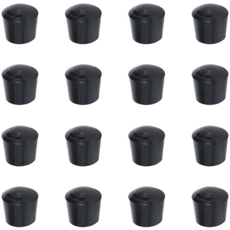 SABIR Lot de 16 housses de protection pour chaises, couvre-pieds en caoutchouc, diamètre intérieur : 22 mm, noir