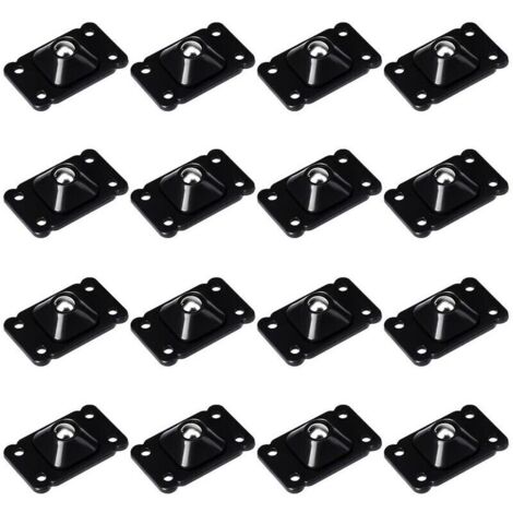 SABIR Lot de 16 mini roulettes pivotantes universelles à rotation à 360 degrés - Auto-adhésives - Roulettes pivotantes en acier inoxydable - Roulettes Auto-AdhéSives, Mini-Roues Pivotantes- Noir,