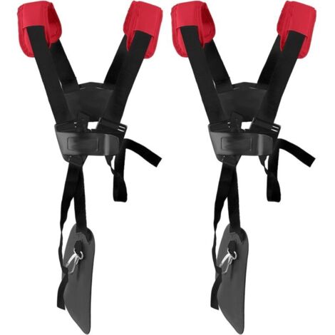 SABIR Lot de 2 ceintures universelles pour débroussailleuse – Sangle de débroussailleuse professionnelle pour débroussailleuse STIHL, débroussailleuse, etc. (noir rouge).