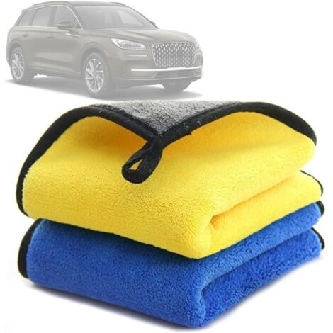 SABIR Lot de 2 Chiffons Microfibre Voiture Ultra-Absorbants 500 GSM – Idéal pour Le Nettoyage, Le Lavage et Le Séchage de la Voiture, Moto et Maison – sans Trace, Doux et Réutilisable, 30 x 40 cm