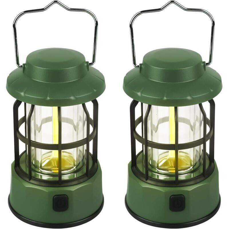SABIR Lot de 2 lampes de camping LED portables - Lampe de camping rétro à intensité variable et d'éclairage IPX4 - Lanterne de camping étanche pour