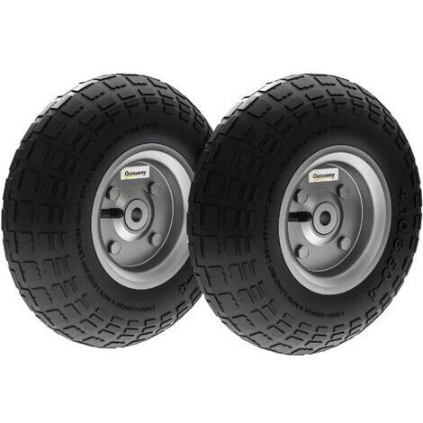 SABIR Lot de 2 Pneus Pneumatiques de Remplacement Alésage de 16mm pour Chariot de Jardin, Brouette et diable