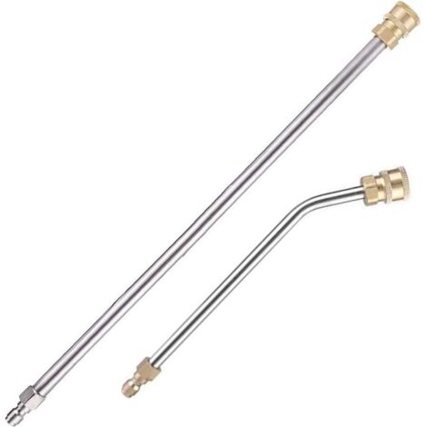 SABIR Lot de 2 rallonges pour nettoyeur haute pression, lance d'extension (38 cm) + tige d'extension incurvée à 30° (22 cm), connexion rapide de 6,35 mm, 4000 psi
