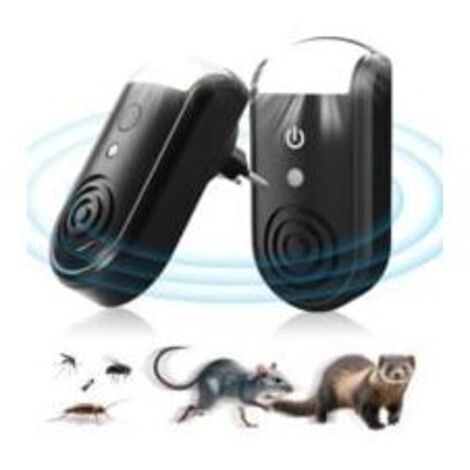 SABIR Lot de 2 Repulsif Souris Ultrason Rongeur Rat Veilleuse, Prises Répulsif Nuisible Esthétique Électronique Intérieur Naturel Anti-Rongeurs Furet Fouine Loir Grenier Voiture Animaux Pest