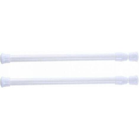 SABIR Lot de 2 tringles à rideau de douche télescopiques, sans perçage, pour douche, baignoire, armoire, blanc, largeur 30-50 cm