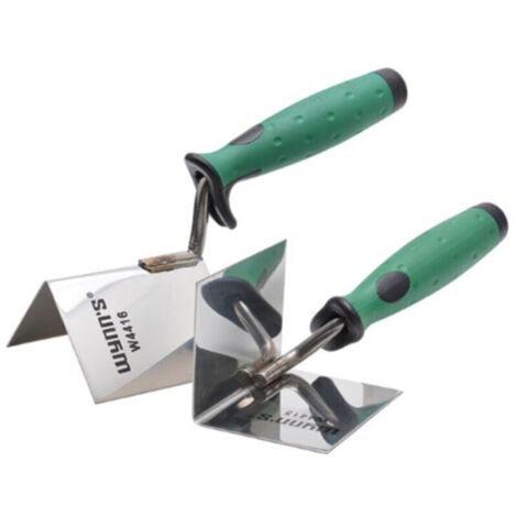 SABIR Lot de 2 Truelles d'Angle en Acier Inoxydable 80 x 60 mm - Truelle d'Angle Intérieure et Extérieure en - Spatule d'Angle avec Poignée Souple