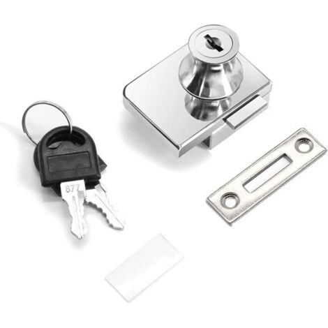 SABIR Lot de 2 verrous de sécurité à double ouverture, pour porte en verre de 0,2 à 0,31 cm, clé séparée sans perçage, alliage de zinc