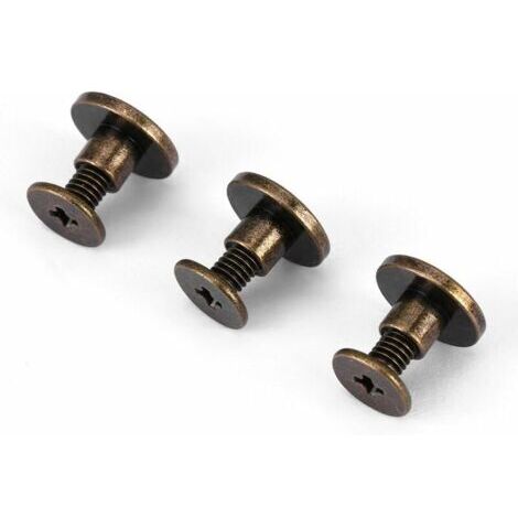 SABIR Lot de 20 rivets en cuir double capuchon Cuivre nickelé résistant à la corrosion Pour décoration et reliure 9x5 cm