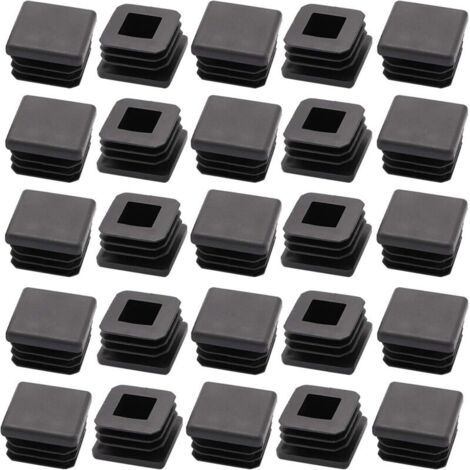 SABIR Lot de 25 bouchons en plastique pour tube en acier de 2,5 cm, patins de chaise, embouts de tube, bouchons en plastique, embouts en plastique, bouchon carré, bouchon carré en plastique