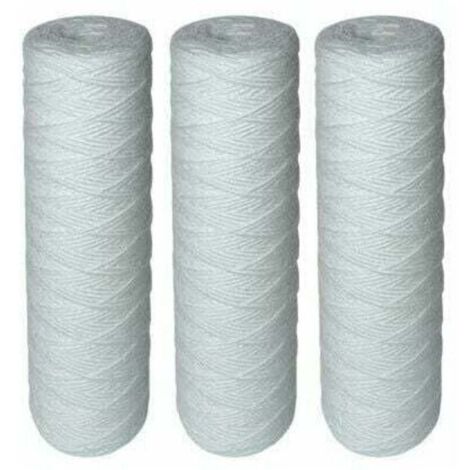 SABIR Lot de 3 cartouches de filtration à eau bobinées - Filtre les sédiments jusqu'à 5 microns - Taille standard universelle 10" - Résistant aux hautes températures - Cartouches bobinées