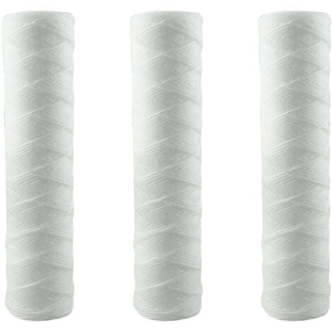SABIR Lot de 3 cartouches filtrantes spirales pour filtre à eau - Filtration des sédiments jusqu'à 25 microns - Taille standard universelle