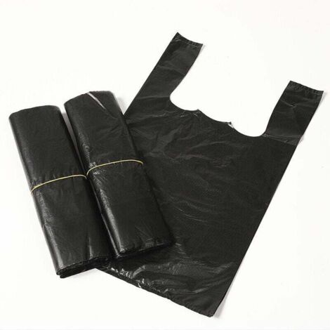 SABIR Lot de 300 sacs poubelles hygiéniques noirs pour femmes - Petits sacs poubelle de salle de bain, serviettes hygiéniques, sacs en plastique avec poignées pour la maison et la cuisine - 24 x 37 cm
