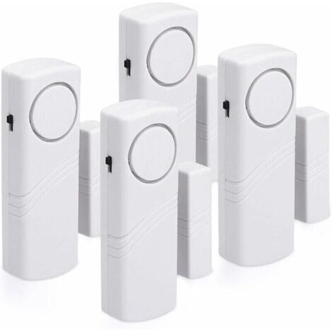 SABIR Lot de 4 alarmes pour portes et fenêtres – Alarmes de sécurité et anti-effraction pour la maison – Fonctionnement magnétique – 120 dB