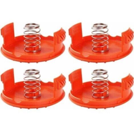 SABIR Lot de 4 capuchons de bobine + 4 pièces de rechange pour ressorts compatibles avec les coupe-bordures BLACK+DECKER RC-100-P..