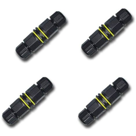 SABIR – Lot de 4 connecteurs étanches 3 broches – IP68 pour câbles 4.5-10mm – Nylon renforcé – Pour éclairage extérieur et installations hydrauliques