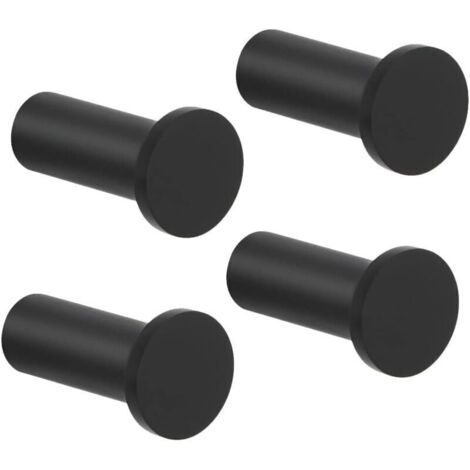 SABIR Lot de 4 crochets muraux ronds à visser, en acier inoxydable, robustes, pour salle de bain, chambre, cuisine, entrée, porte-serviettes, 16 x 35 mm，noir