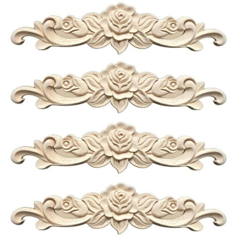 SABIR Lot de 4 moulures décoratives en bois sculpté pour meubles de cuisine, 30,7 cm
