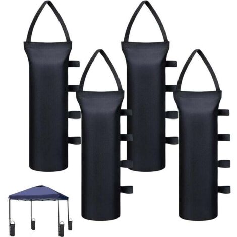 SABIR Lot de 4 sacs de lestage épais pour tonnelle, 40 kg, pour pieds de tonnelle, adaptés aux auvents, tentes et tonnelles (Oxford 800D - 50 x 20 cm - Noir)