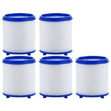 SABIR Lot de 5 filtres anti-éclaboussures, filtre à eau pour tête de robinet pour filtration de l'eau du robinet, double filtre en coton PP et boule de sulfite de calcium
