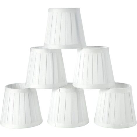 SABIR Lot de 6 abat-jour en tissu pour plafonnier et suspension abat-jour clipsables pour appliques et lampes de chevet (blanc pur)