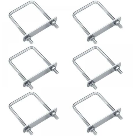 SABIR Lot de 6 boulons en U, boulons en U M6, boulons en U en acier inoxydable avec écrous, plaques et rondelles, boulons de serrage pour la fixation de tuyaux (angle droit 70x35mm)