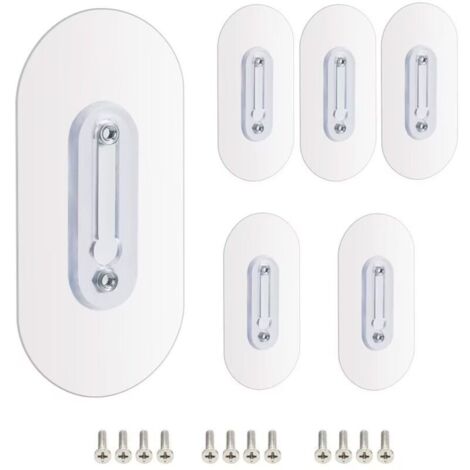 SABIR Lot de 6 crochets à vis adhésifs réglables avec vis pour salle de bain, cuisine, carrelage mural, douche