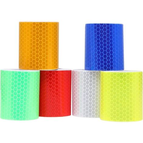 SABIR Lot de 6 Ruban Adhésif de Signalisation Ruban Réfléchissant Adhésif, Haute Performance – 50MM x 3M, Idéal pour Signaler Les Zones Dangereuses