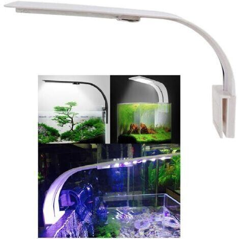 SABIR Lumiere Aquarium Lampe LED Eclairage Blanc et Bleu Nano à Clip pour Poisson Plantes 23-50 cm