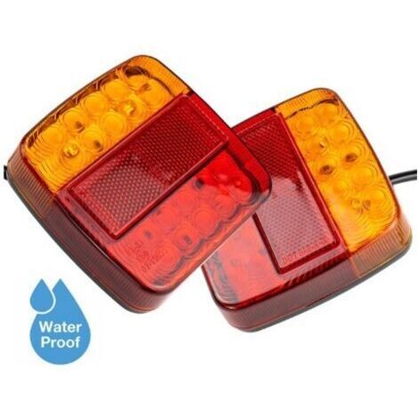 SABIR Lumière de remorque de LED 12V avec la lumière de plaque d'immatriculation, feu arrière imperméable de stationnement avec la lumière d'e - Mark et le réflecteur de remorque, lot de 2