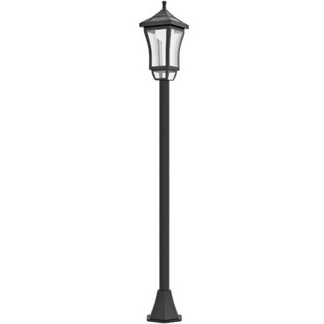 SABIR Luminaire extérieur lampadaire sur pied solaire lampadaire lanterne classique LED 30 Lm 15 x 15 x 127 cm noir