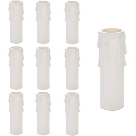 SABIR Lustre Plastique Bougies, 10 Pièces Lustre Bougie Goutte, Bougies Lustre Tubes, Bougies Gouttes Tubes, Lustre Manches Bougie, Lustre Bougies Couvre, Tubes Lustre, Accessoires Lustre, Blanc (2510