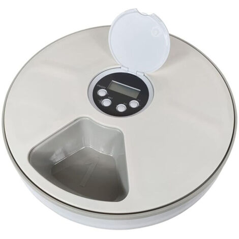 SABIR Mangeoire automatique pour animaux de compagnie pour chats, chiens, lapins et petits animaux, 6 plateaux repas, nourriture sèche et humide avec écran LCD, minuterie numérique programmable, contr