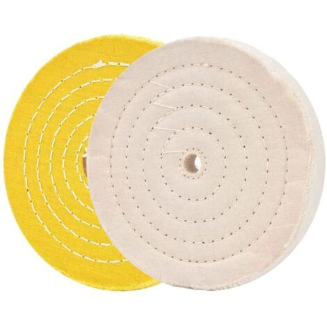 SABIR Meules de polissage pour meuleuse d'établi 6 "roues de polissage blanc et jaune pour polisseuse de tampon d'établi avec 16mm trou d'arbre 2 pcs