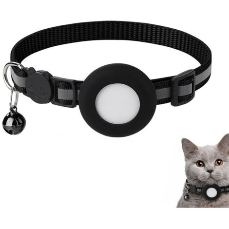 SABIR MINE Réfléchissant Airtag-Katzenhalsband avec GPS-Halterung, Sicherheitsschnalle et Glocke für Katzen, Kätzchen, Welpen