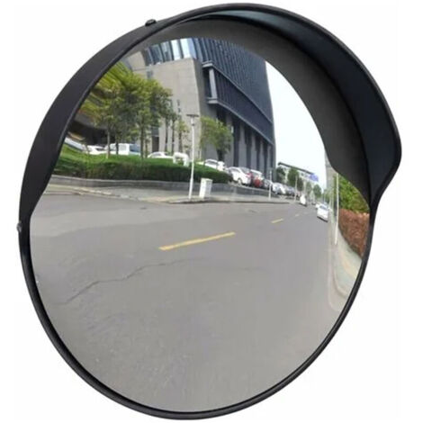 SABIR Miroir Convexe d'extérieur Noir en Plastique 31cm Miroir Sortie De Garage