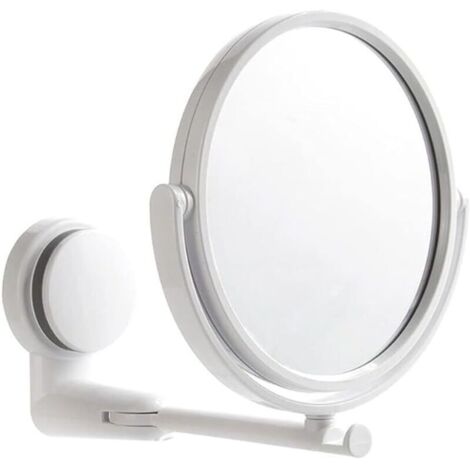 SABIR Miroir mural à ventouse pour salle de bain, miroir de maquillage, miroir mural à suspendre à 360°, miroir grossissant double face, miroir de bureau miroir de table
