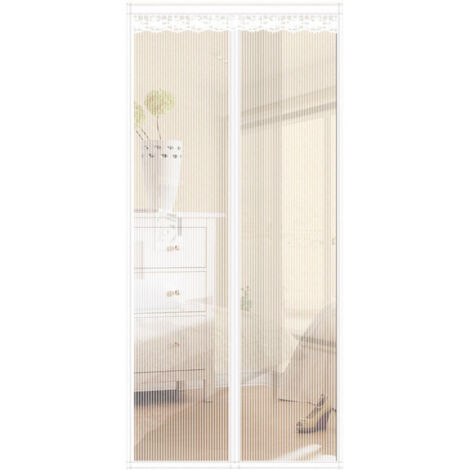 SABIR Moustiquaire magnétique pour porte, fermeture magnétique de haut en bas, fermeture automatique, garde l'air frais à l'intérieur (110 x 220 cm, rayures blanches)