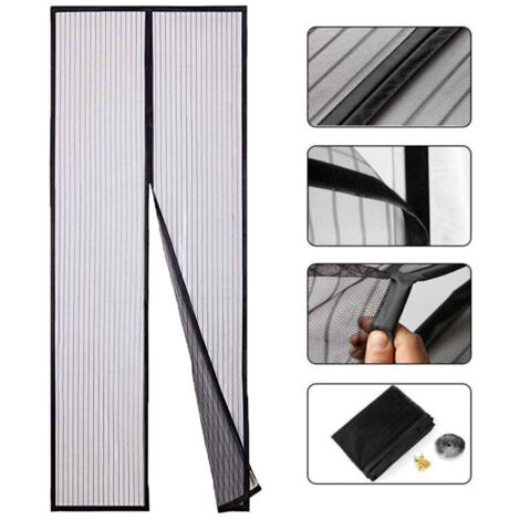 SABIR Moustiquaire sur Mesure AimantéE, 100x210cm(39x83inch) Moustiquaire Porte AimantéE Fermeture Automatique Animaux AcceptéS pour Couloirs Portes, Noir