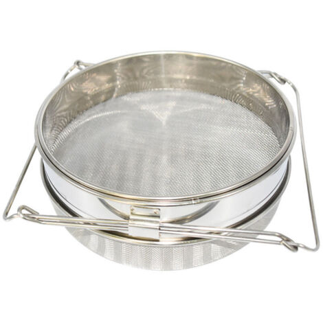 SABIR Outils d'apiculture en acier inoxydable Double filtre à miel Longueur télescopique réglable Filtre fin