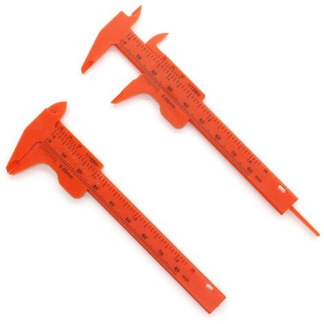 SABIR Outils de Jauge en Plastique Bricolage Calipers Mini Coulissante Vernier Calibre Jauge Vernier Calibre Outil de Mesure Règle 80mm, Convient pour la Mesure de Boutons, Jade, Bijoux (Orange, 2 Pcs